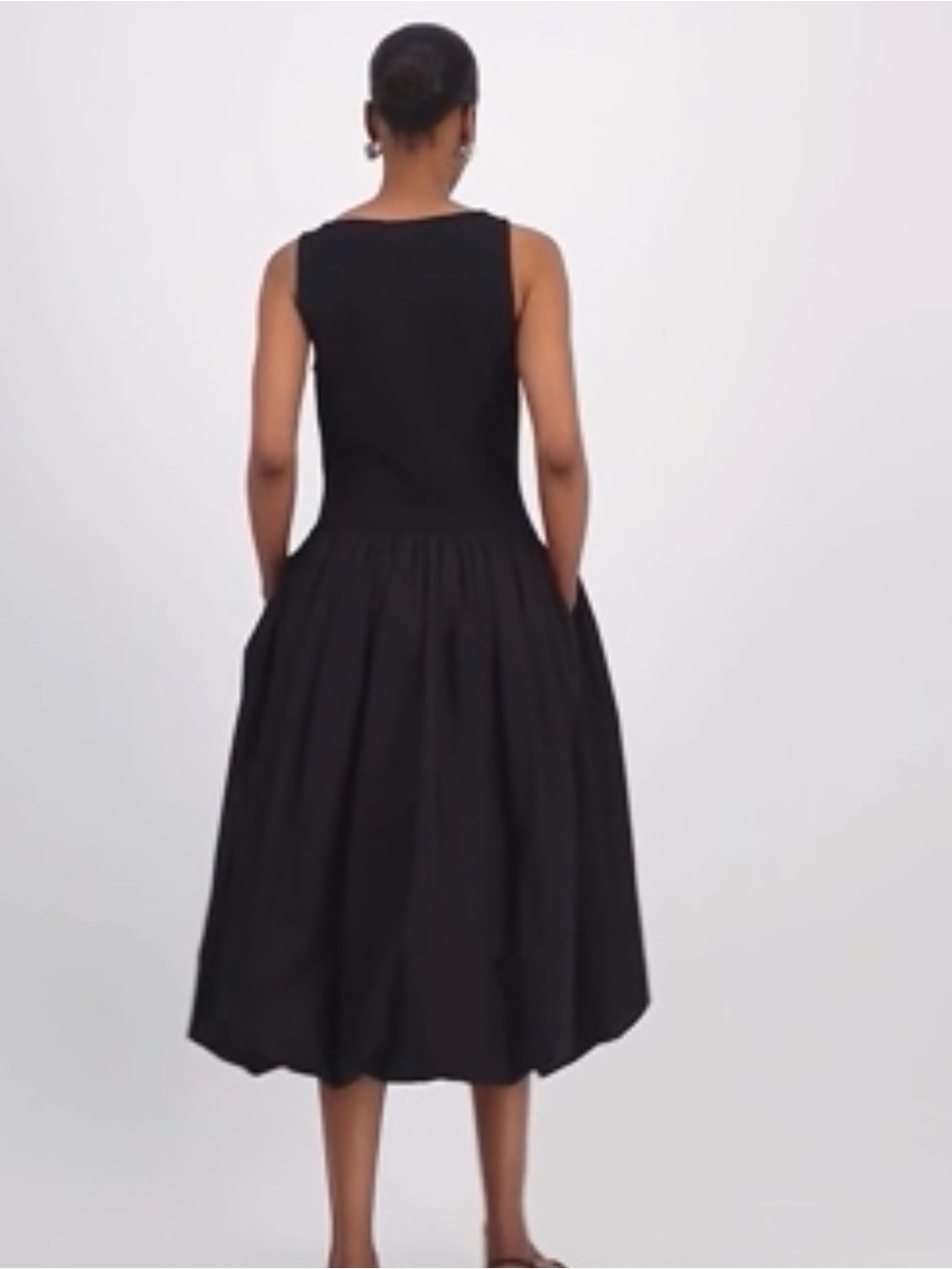 INC International Concepts Black Sleeveless Midi Dress with Full Skirt - Picture 2 of 5